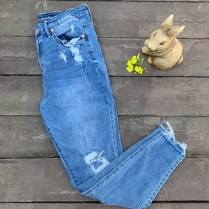 Wild fable light wash distressed high rise raw hem skinny jeans